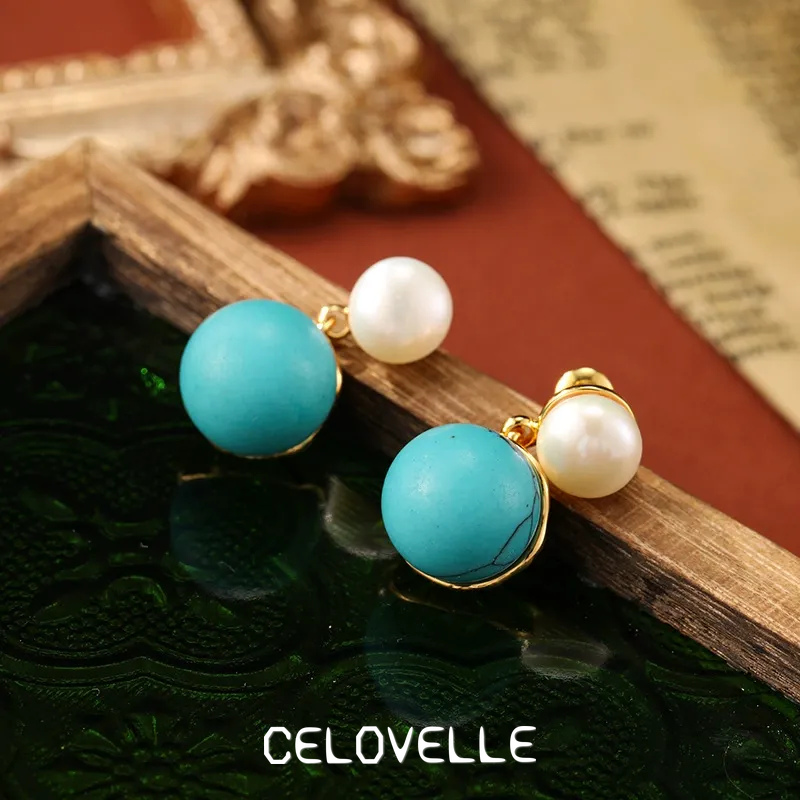 Isolde Bloom Pearl Turquoise-Tone Drop Earrings product image 5