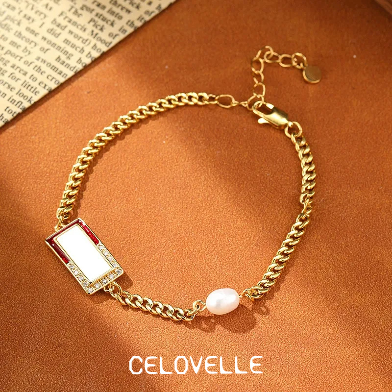 Amara Reverie Pearl Geometric Chain Bracelet product image 1