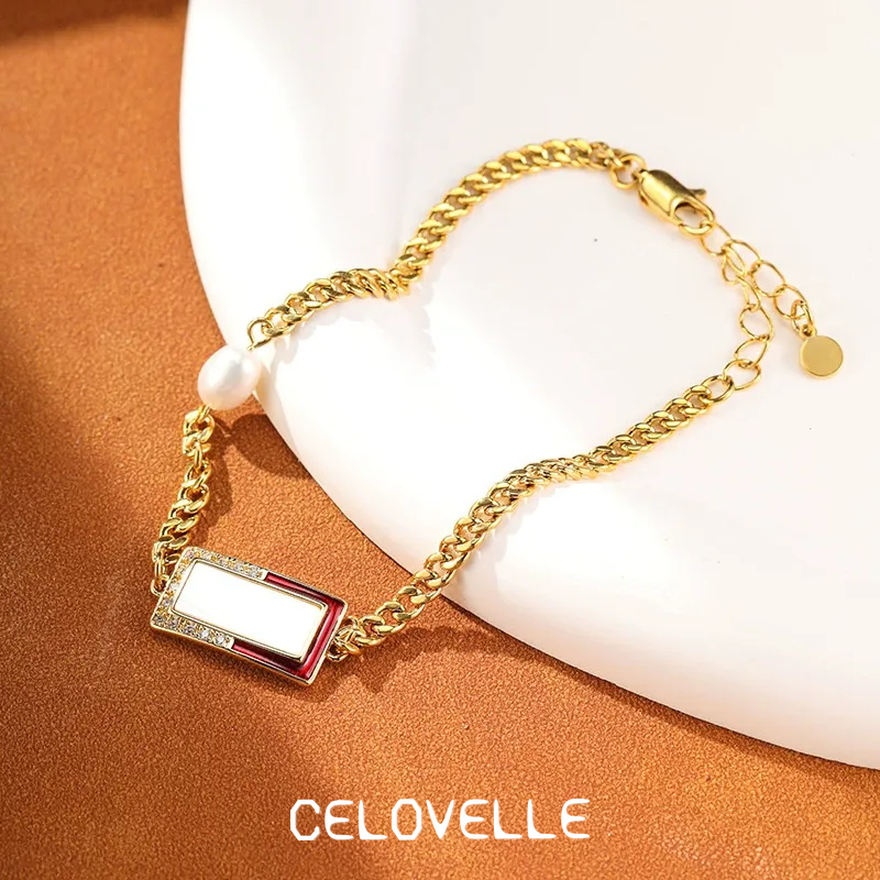 Amara Reverie Pearl Geometric Chain Bracelet product image 2