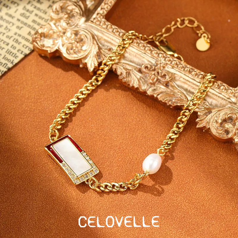 Amara Reverie Pearl Geometric Chain Bracelet product image 3