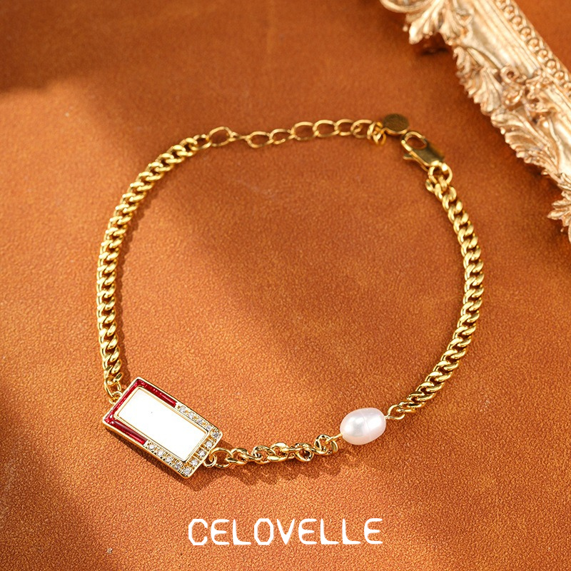 Amara Reverie Pearl Geometric Chain Bracelet product image 5