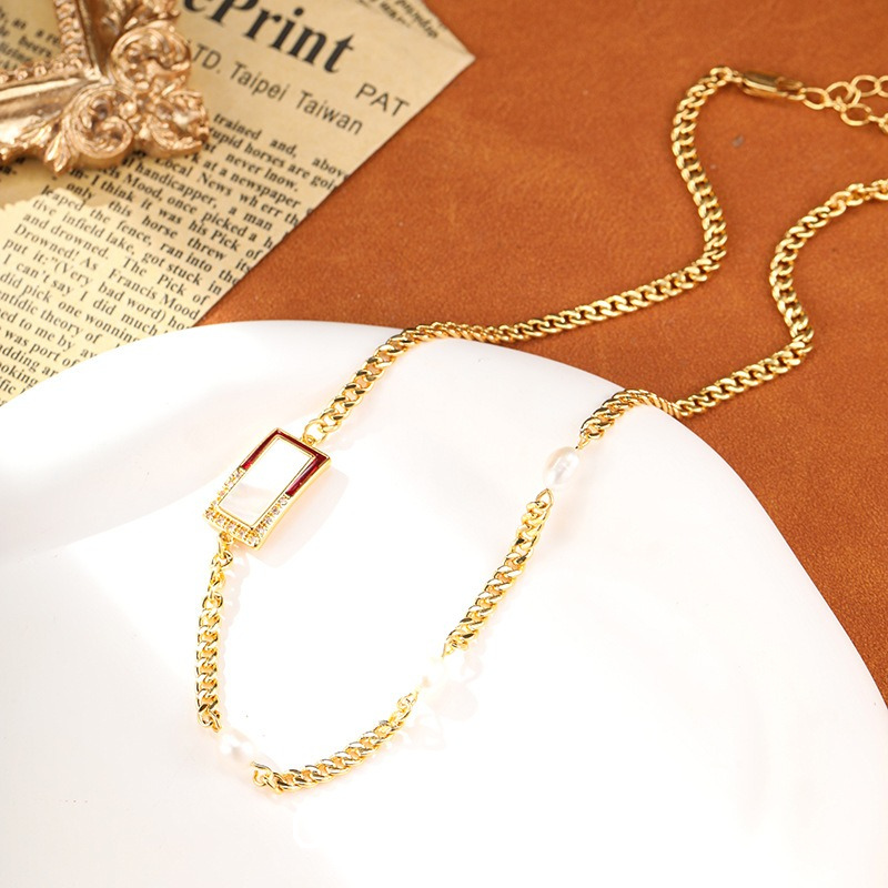 Amara Reverie Pearl Geometric Chain Bracelet product image 7