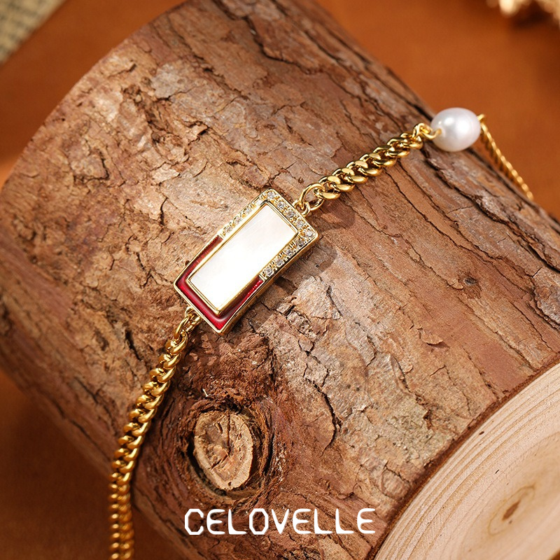 Amara Reverie Pearl Geometric Chain Bracelet product image 9