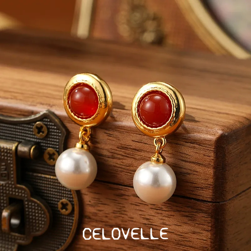 Marielle Nocturne Pearl Garnet-Tone Stud Earrings product image 1