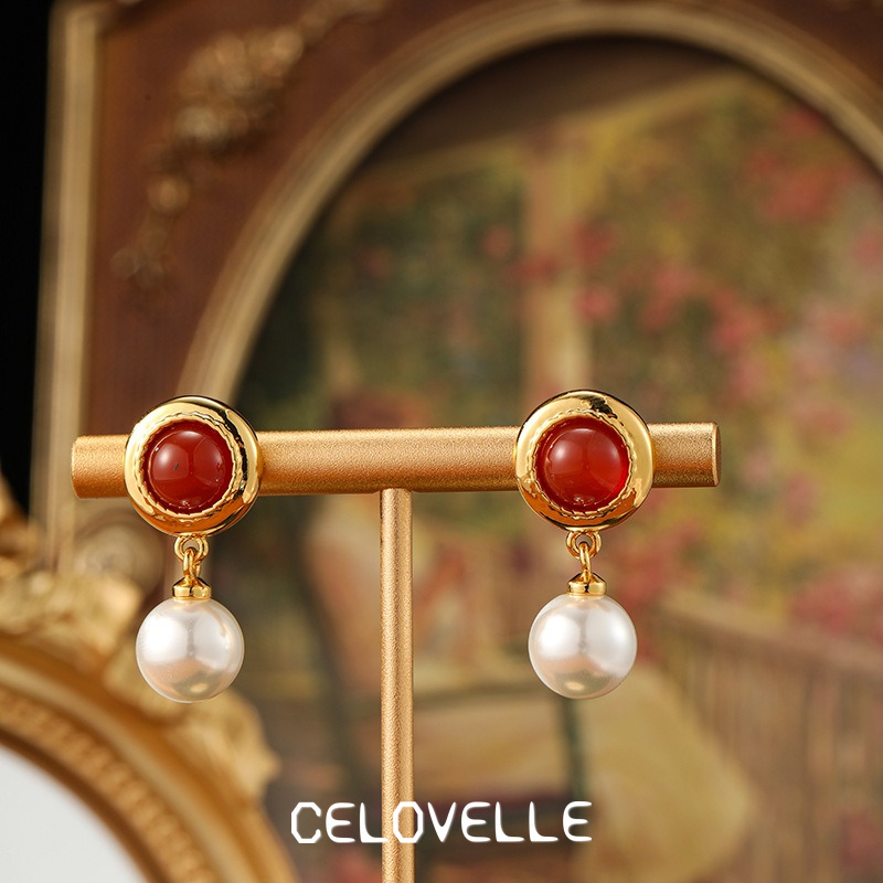 Marielle Nocturne Pearl Garnet-Tone Stud Earrings product image 3