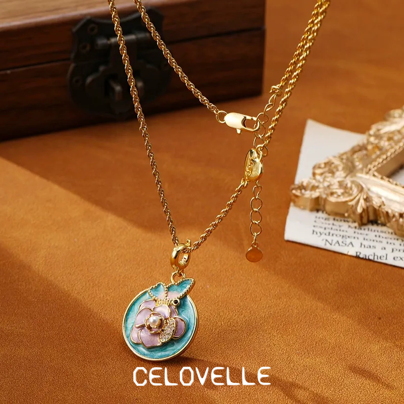Valentina Halo Butterfly Floral Pendant Necklace product image 2