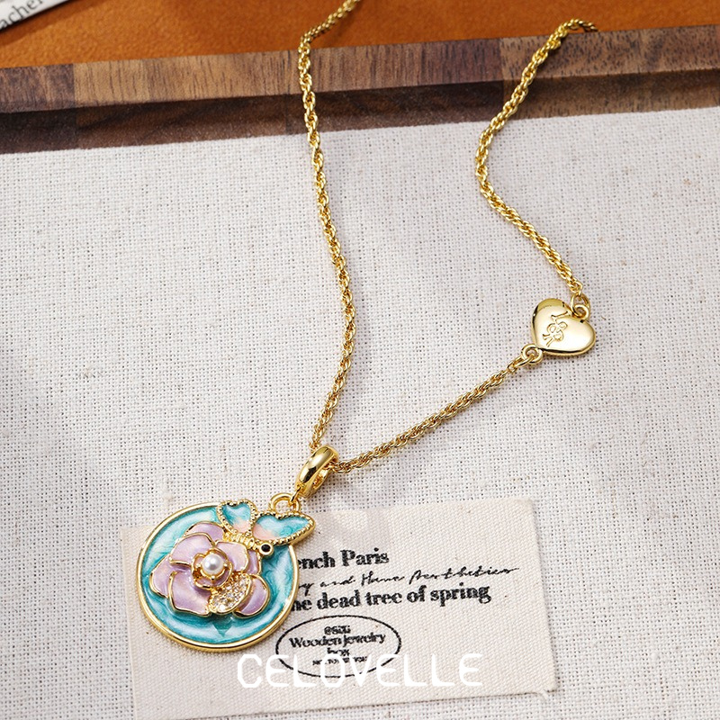 Valentina Halo Butterfly Floral Pendant Necklace product image 3