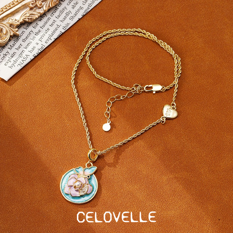 Valentina Halo Butterfly Floral Pendant Necklace product image 4