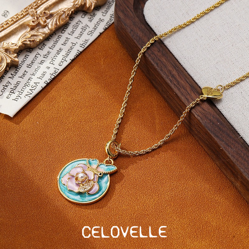 Valentina Halo Butterfly Floral Pendant Necklace product image 5