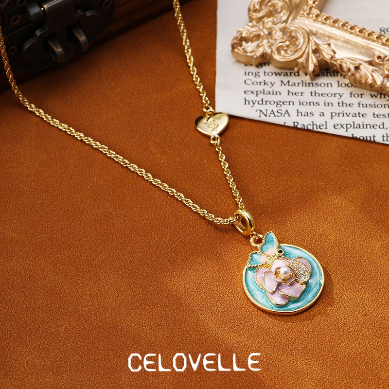 Valentina Halo Butterfly Floral Pendant Necklace product image 6