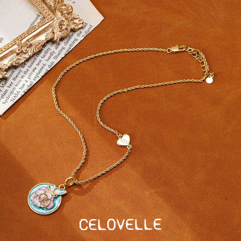 Valentina Halo Butterfly Floral Pendant Necklace product image 7