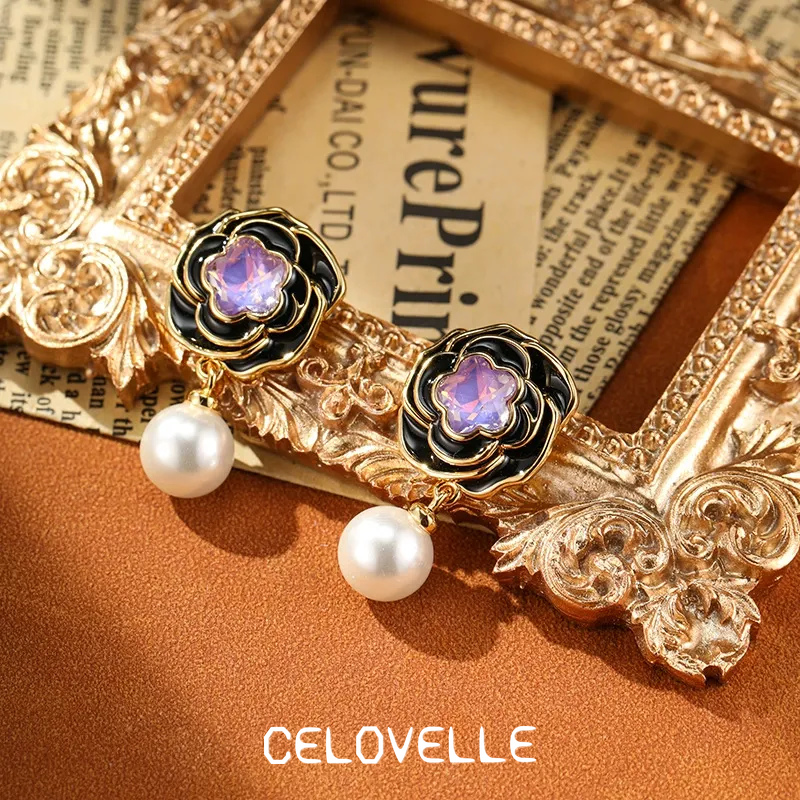 Marielle Gleam Camellia Enamel Drop Earrings product image 1