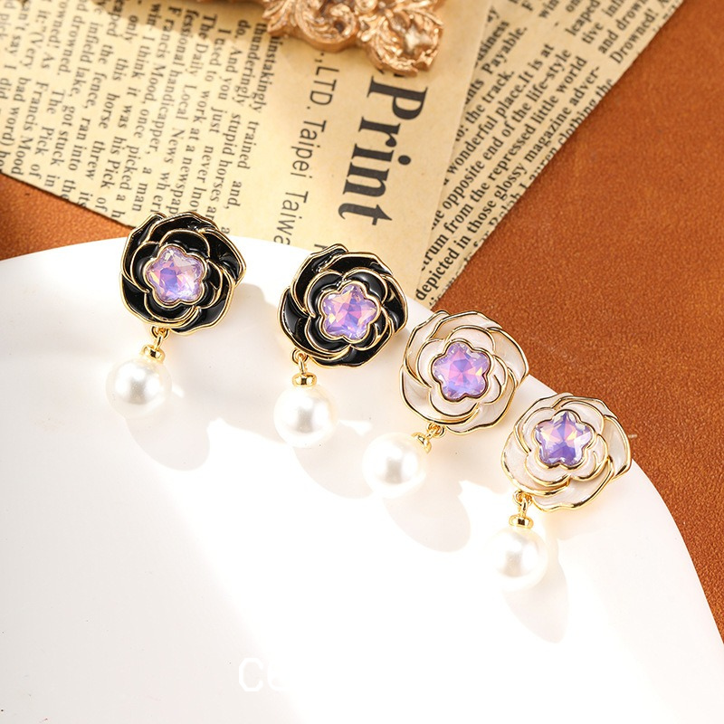 Marielle Gleam Camellia Enamel Drop Earrings product image 2