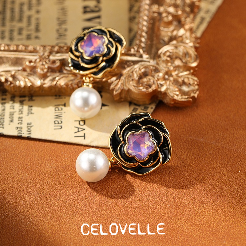 Marielle Gleam Camellia Enamel Drop Earrings product image 3