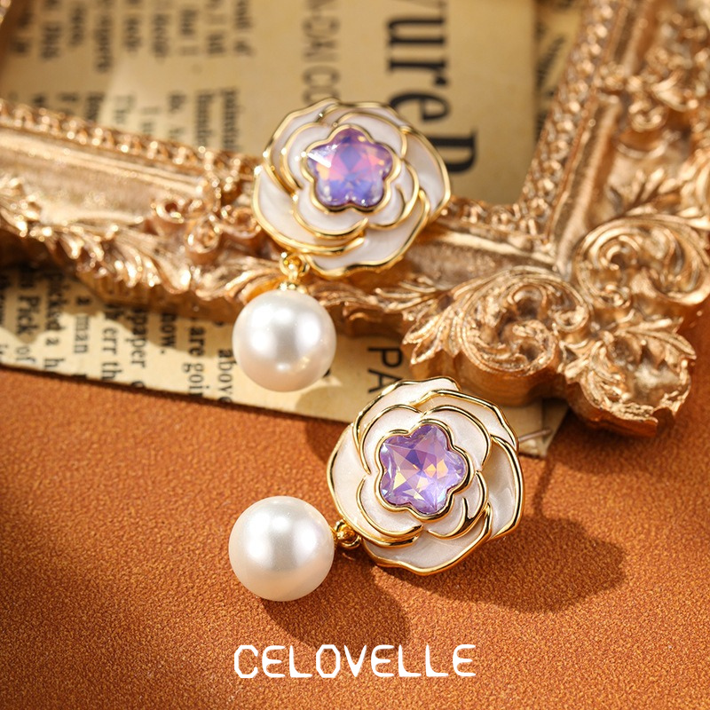 Marielle Gleam Camellia Enamel Drop Earrings product image 4