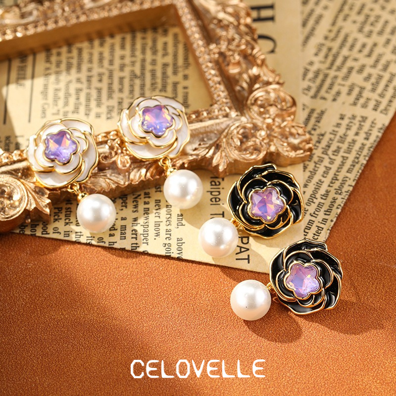 Marielle Gleam Camellia Enamel Drop Earrings product image 5