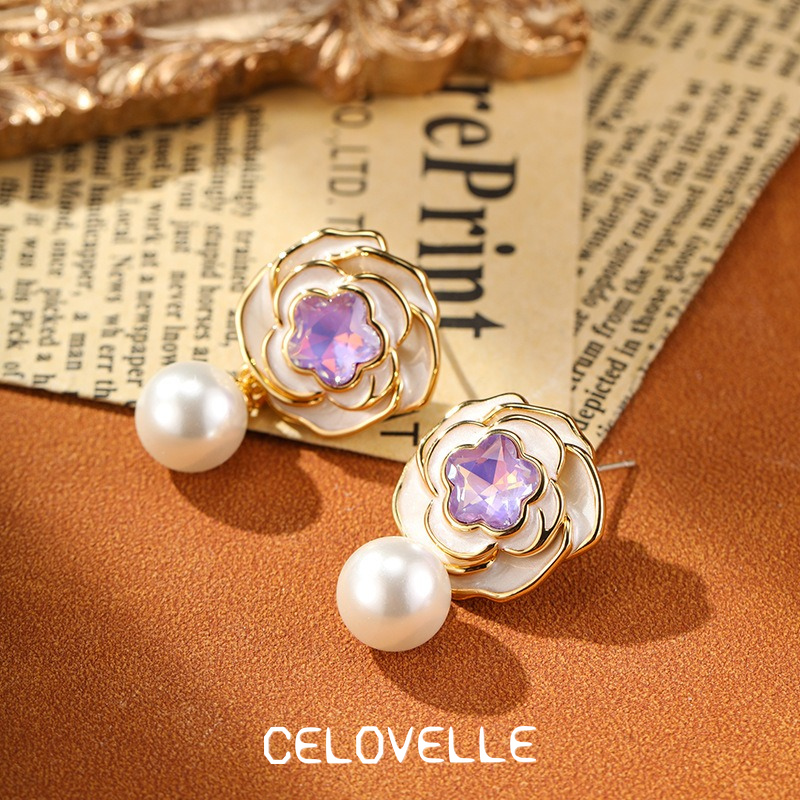 Marielle Gleam Camellia Enamel Drop Earrings product image 6