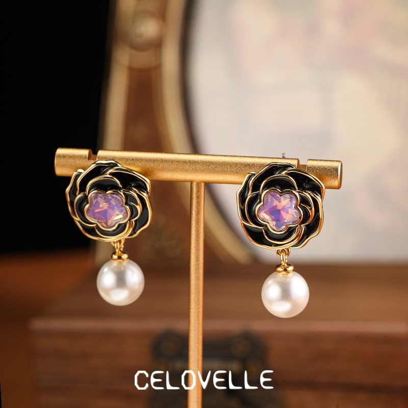 Marielle Gleam Camellia Enamel Drop Earrings product image 7