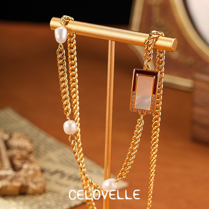 Noelle Nocturne Pearl Geometric Chain Bracelet product image 5