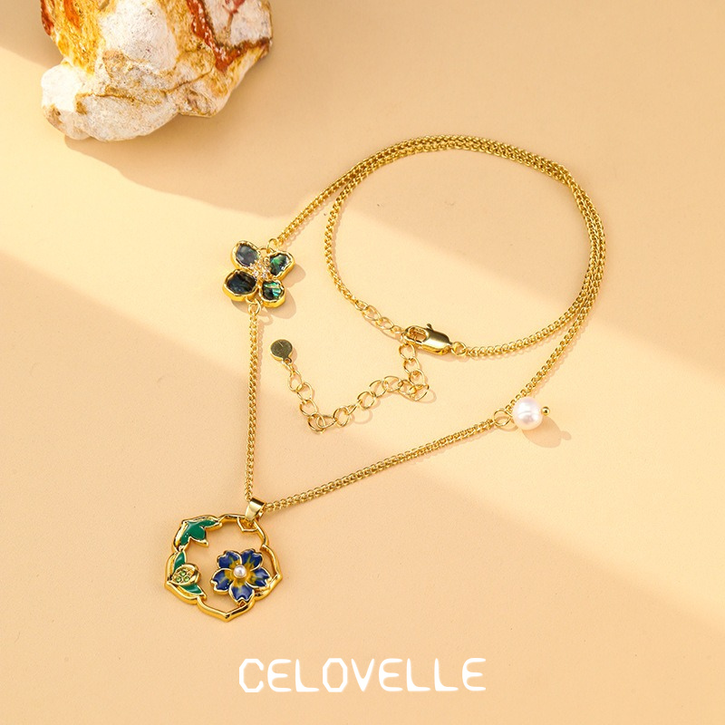 Vesper Reverie Floral Enamel Pendant Necklace product image 3