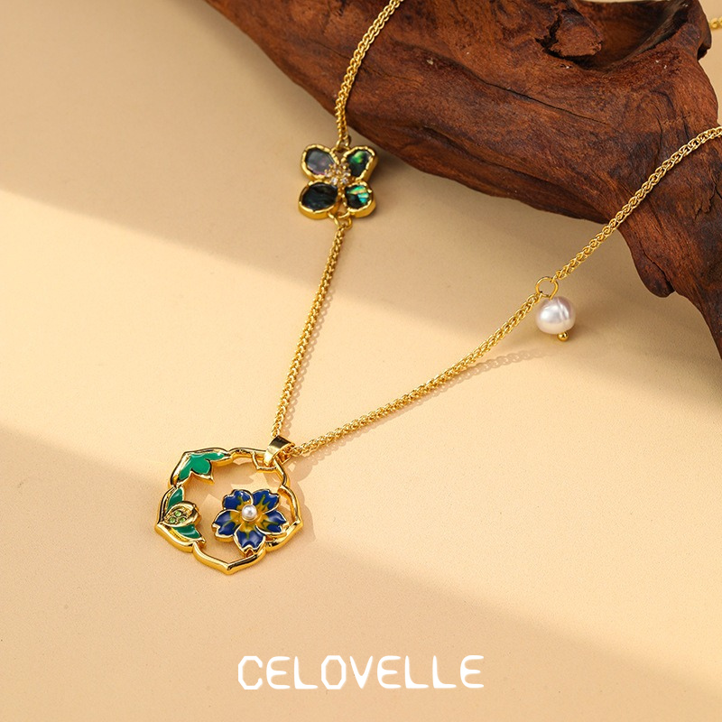 Vesper Reverie Floral Enamel Pendant Necklace product image 4