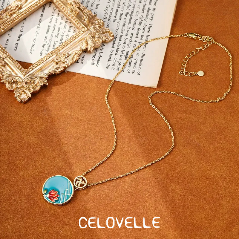 Celeste Bloom Lotus Enamel Pendant Necklace product image 1