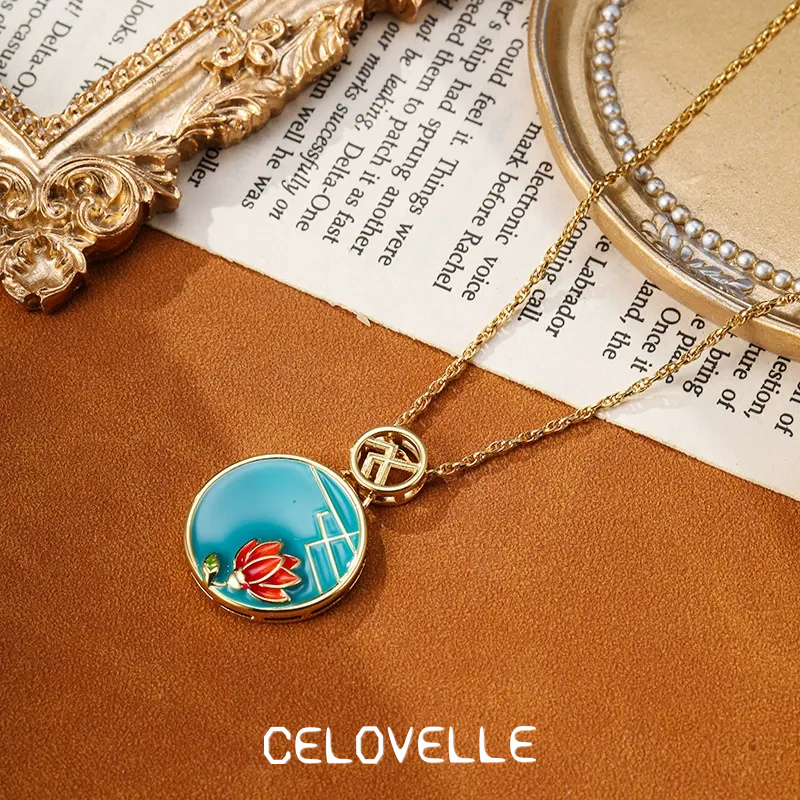 Celeste Bloom Lotus Enamel Pendant Necklace product image 3