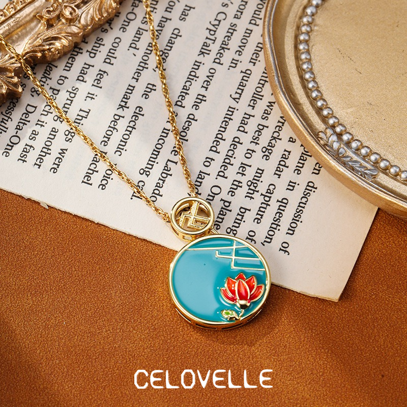 Celeste Bloom Lotus Enamel Pendant Necklace product image 8