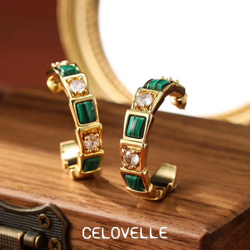 Aurelia Lustre Malachite-Tone Stud Earrings product image 1