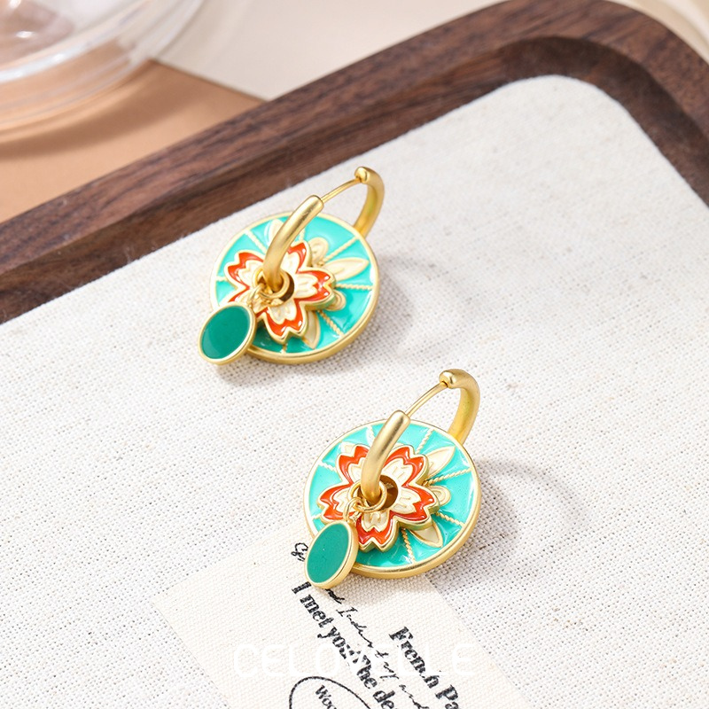 Solene Halo Floral Multicolor Drop Earrings product image 3