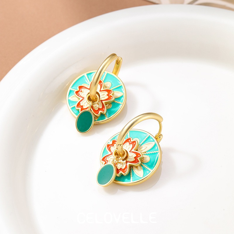 Solene Halo Floral Multicolor Drop Earrings product image 4