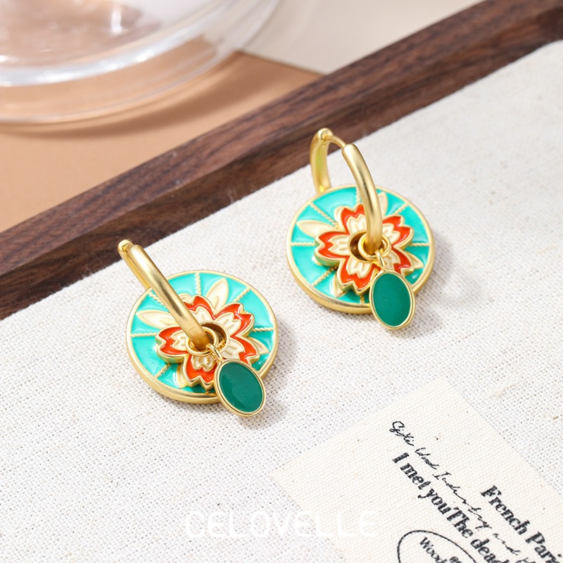 Solene Halo Floral Multicolor Drop Earrings product image 5