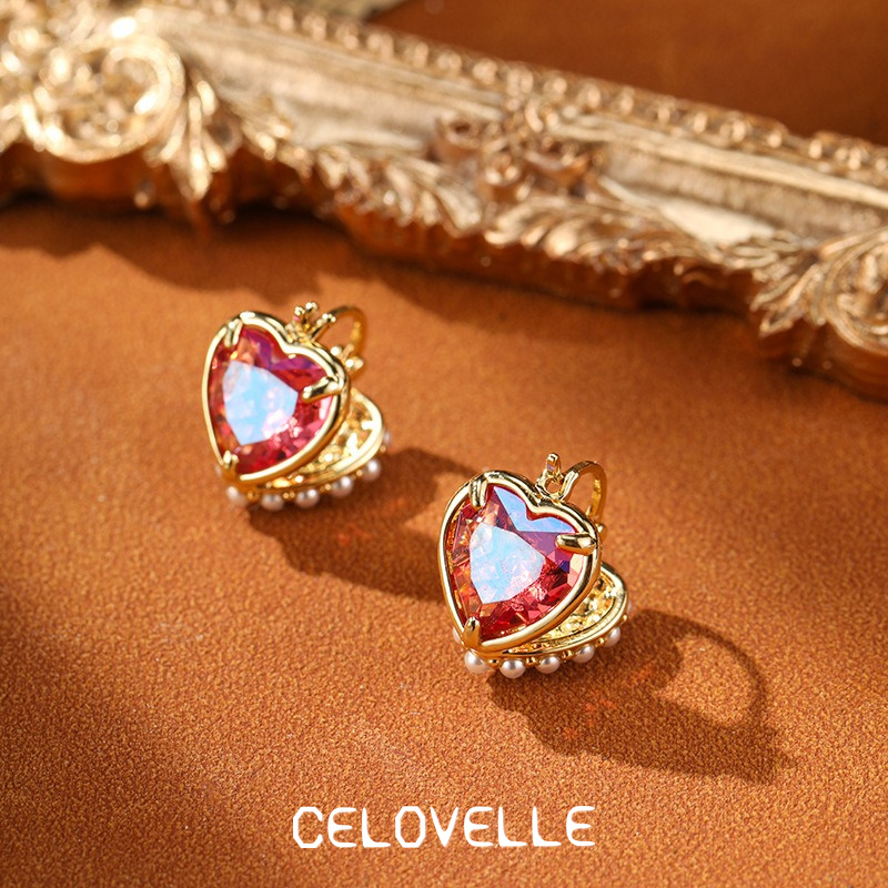 Ophelia Petal Pearl Heart Hoop Earrings product image 3