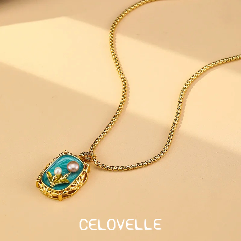 Celeste Halo Pearl Floral Pendant Necklace product image 1
