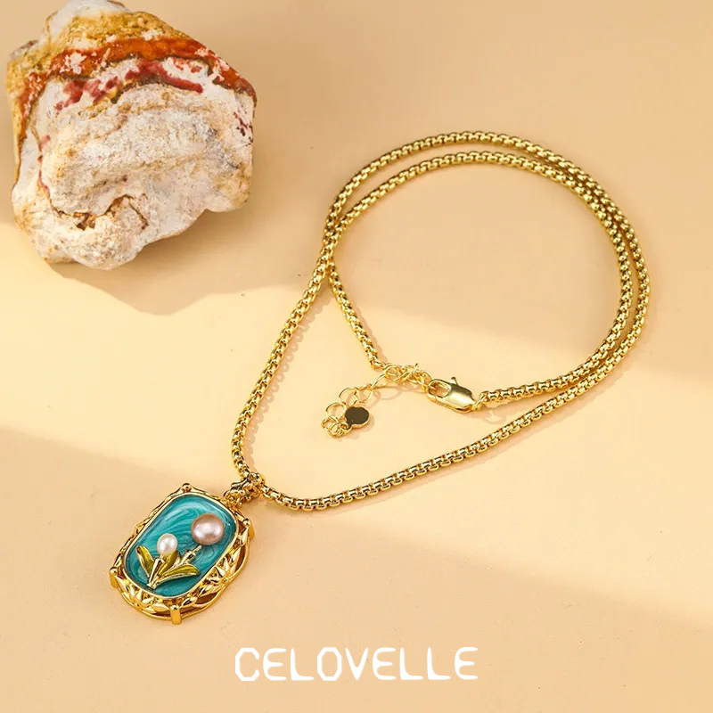 Celeste Halo Pearl Floral Pendant Necklace product image 2