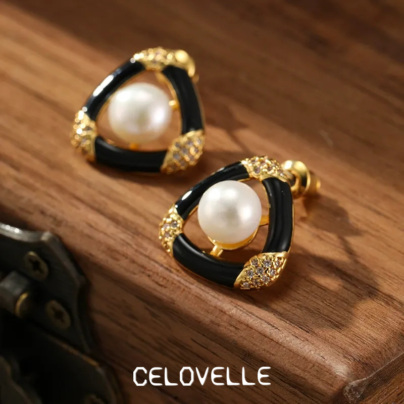 Sabine Bloom Pearl Enamel Stud Earrings product image 1