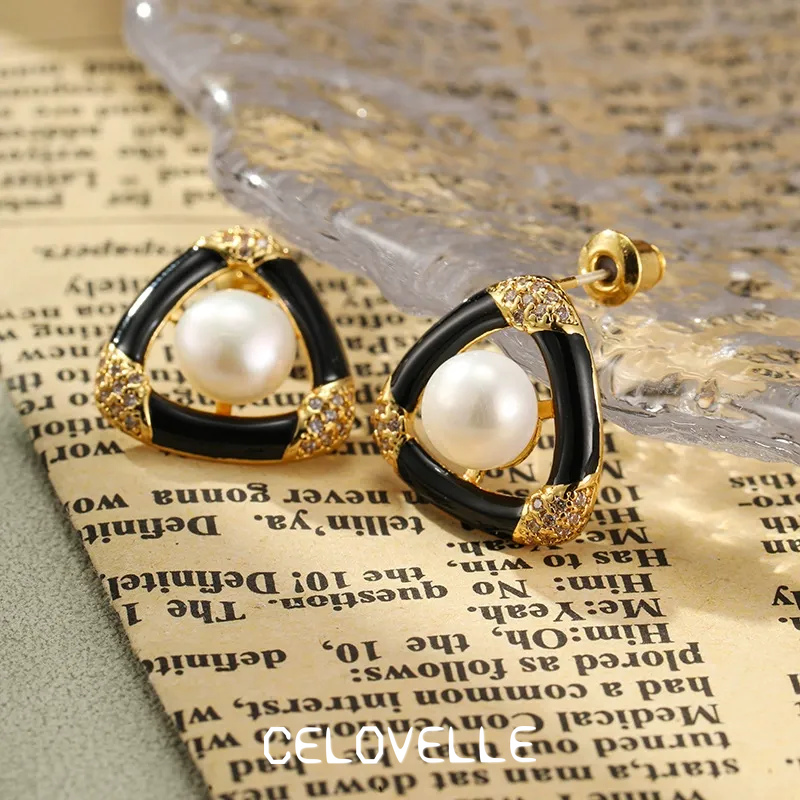 Sabine Bloom Pearl Enamel Stud Earrings product image 5
