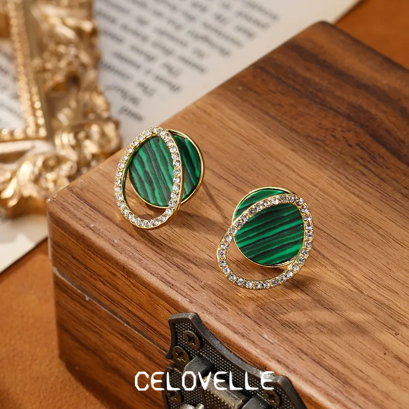 Estelle Gleam Malachite-Tone Stud Earrings product image 3
