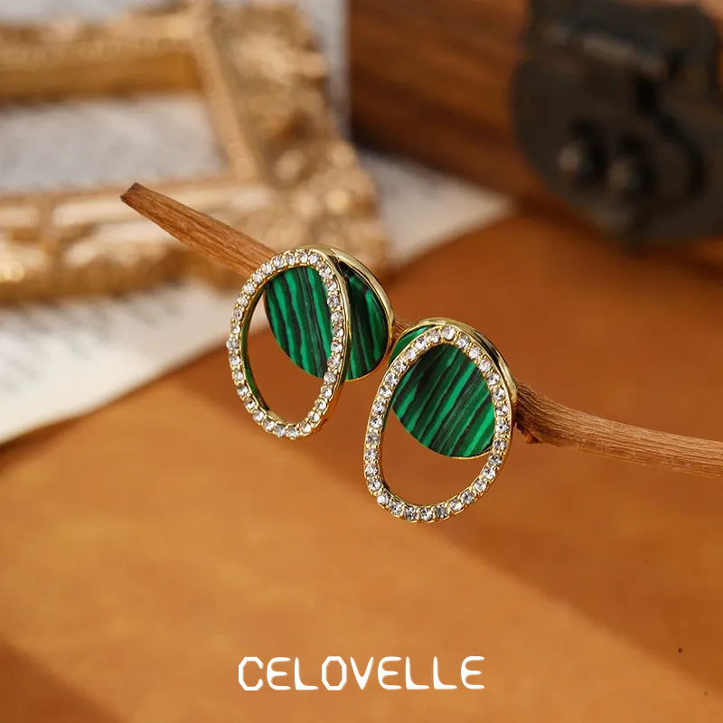 Estelle Gleam Malachite-Tone Stud Earrings product image 5