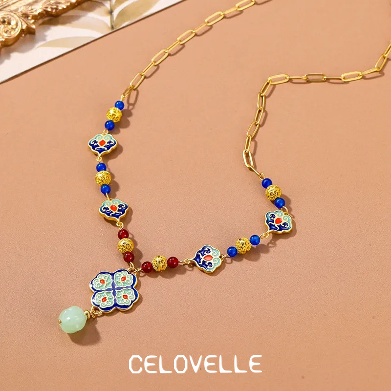 Thalia Halo Enamel Multicolor Pendant Necklace product image 2