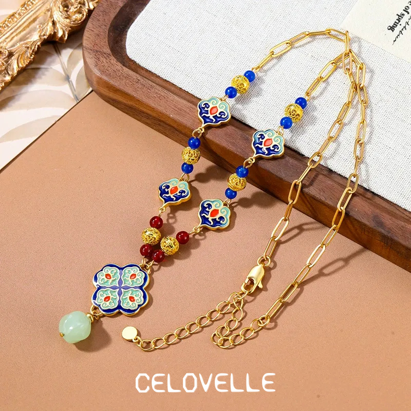Thalia Halo Enamel Multicolor Pendant Necklace product image 3