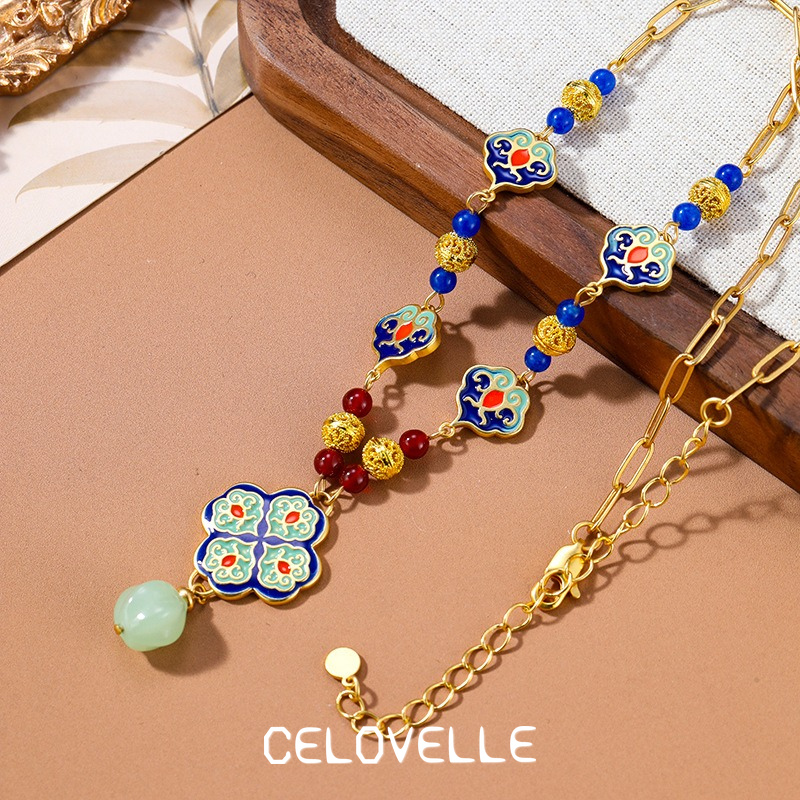 Thalia Halo Enamel Multicolor Pendant Necklace product image 5
