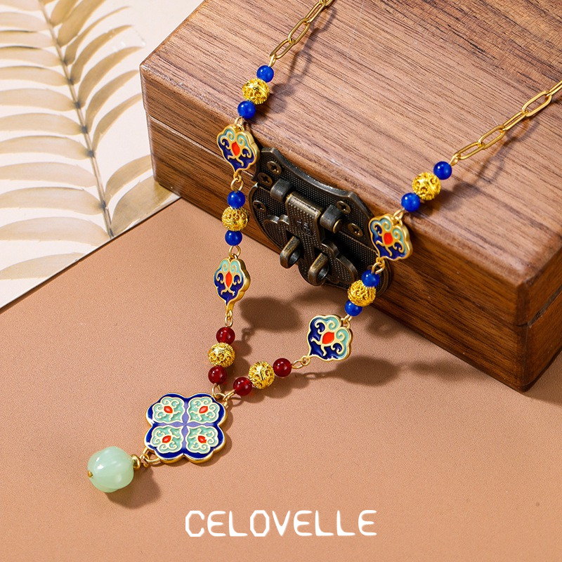 Thalia Halo Enamel Multicolor Pendant Necklace product image 6