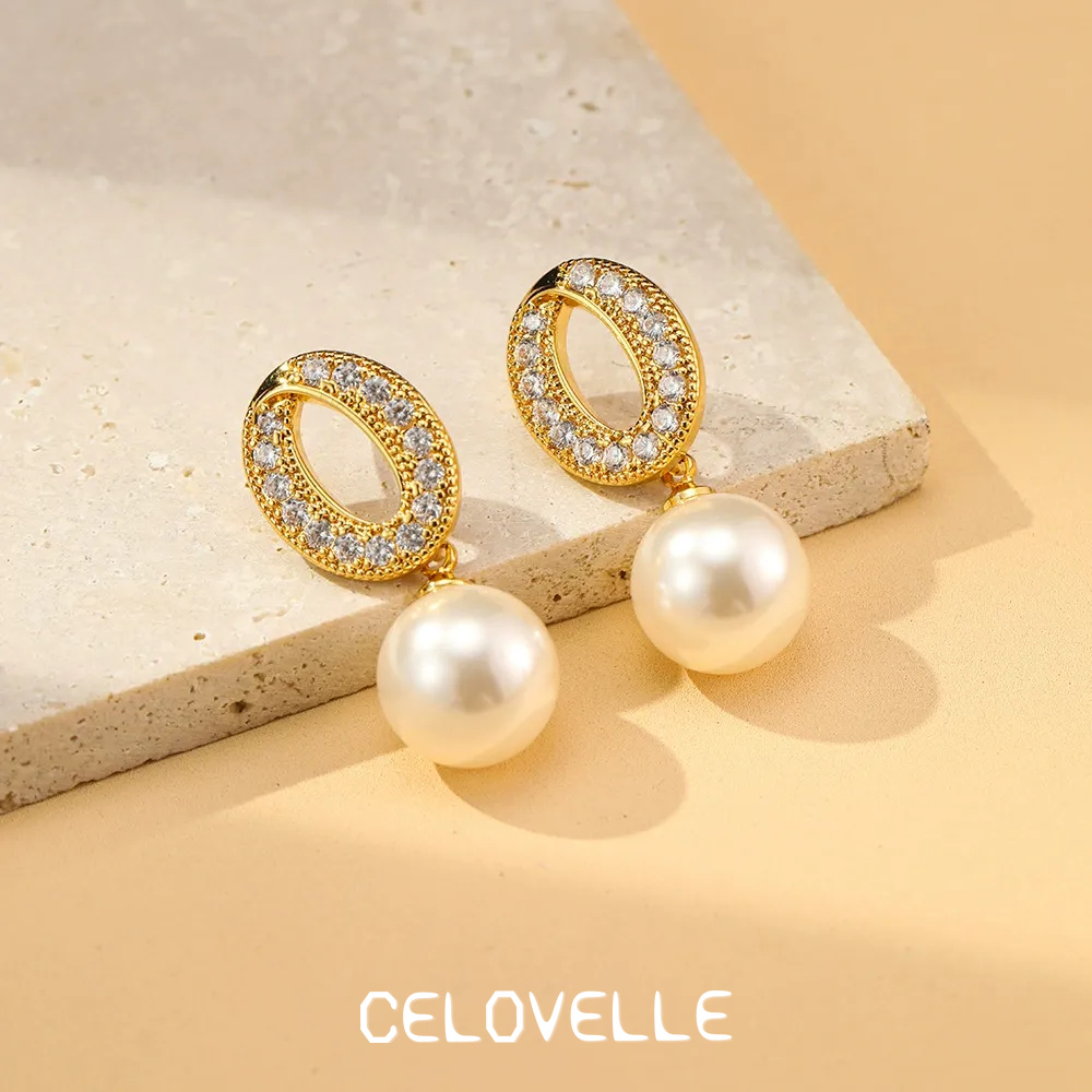 Solene Bloom Pearl Crystal Drop Earrings product image 2