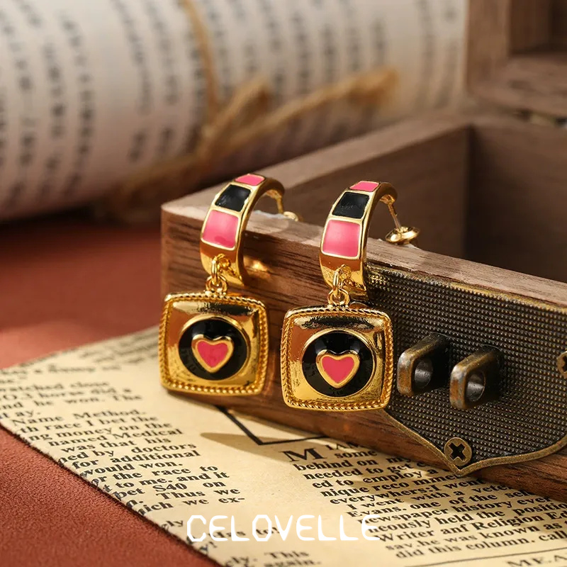 Solene Petal Heart Enamel Drop Earrings product image 2