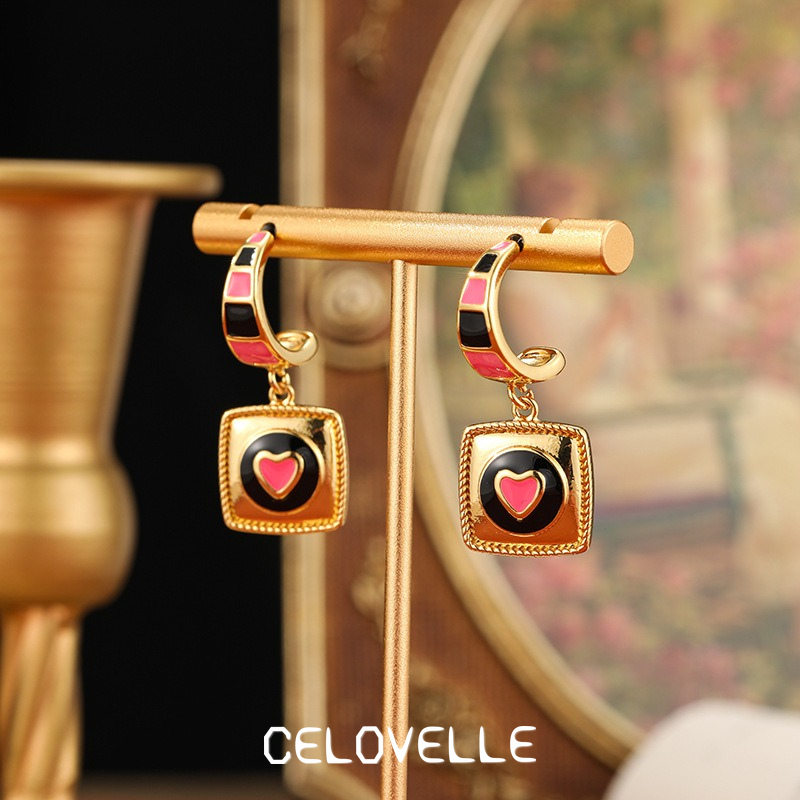 Solene Petal Heart Enamel Drop Earrings product image 3