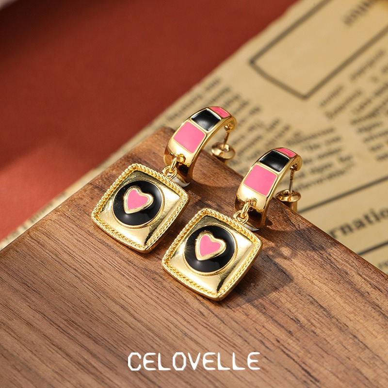Solene Petal Heart Enamel Drop Earrings product image 5