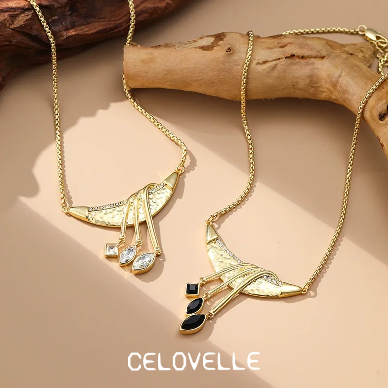 Evadne Halo Fringe Crescent Pendant Necklace product image 1