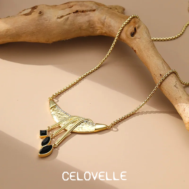 Evadne Halo Fringe Crescent Pendant Necklace product image 2