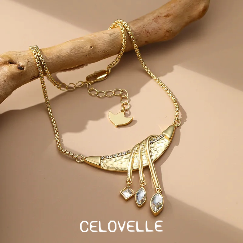 Evadne Halo Fringe Crescent Pendant Necklace product image 3